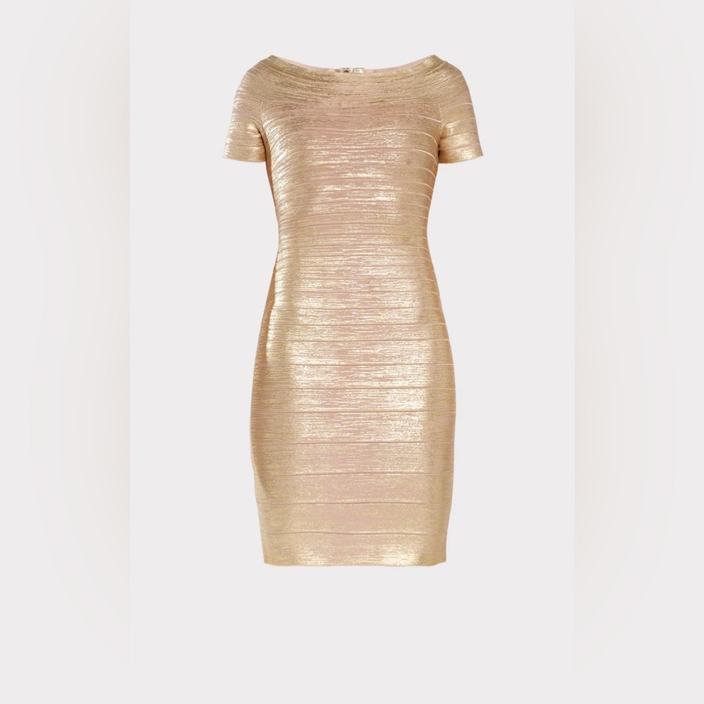 NWT Hervé Leger Gold Bandage Dress